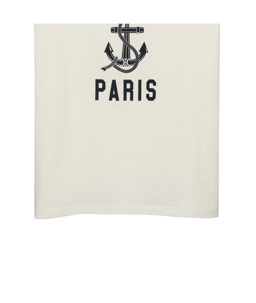 CELINE Белая хлопковая футболка, фото 4