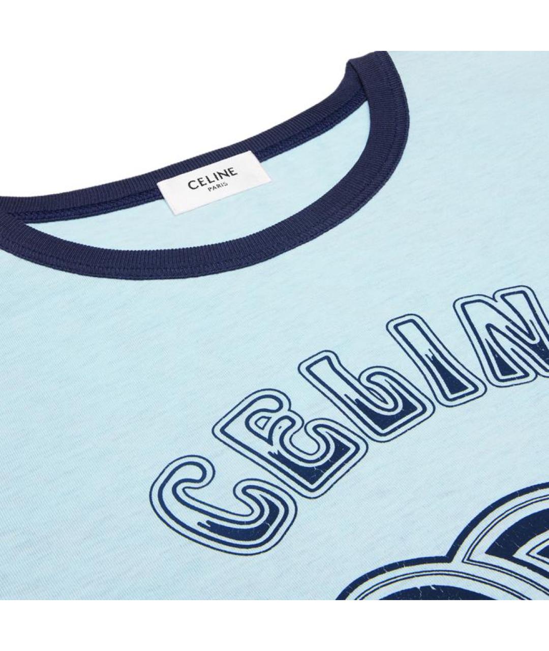 CELINE Голубая хлопковая футболка, фото 3
