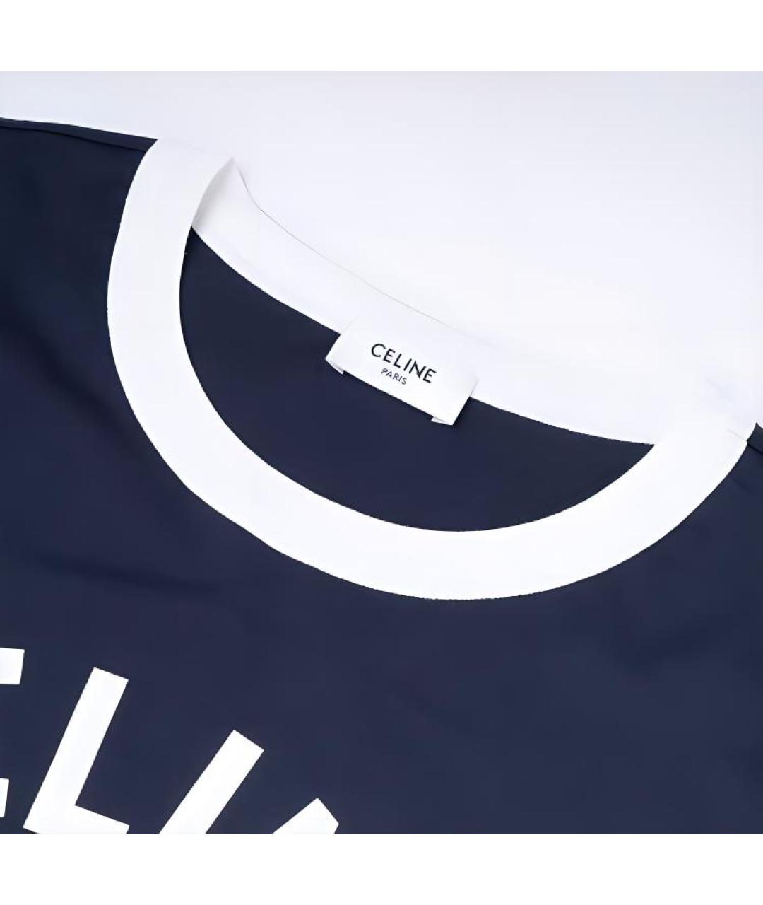 CELINE Синяя хлопковая футболка, фото 3