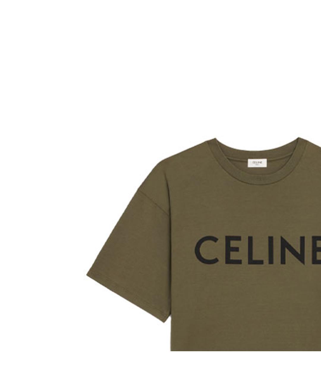 CELINE Хаки хлопковая футболка, фото 6