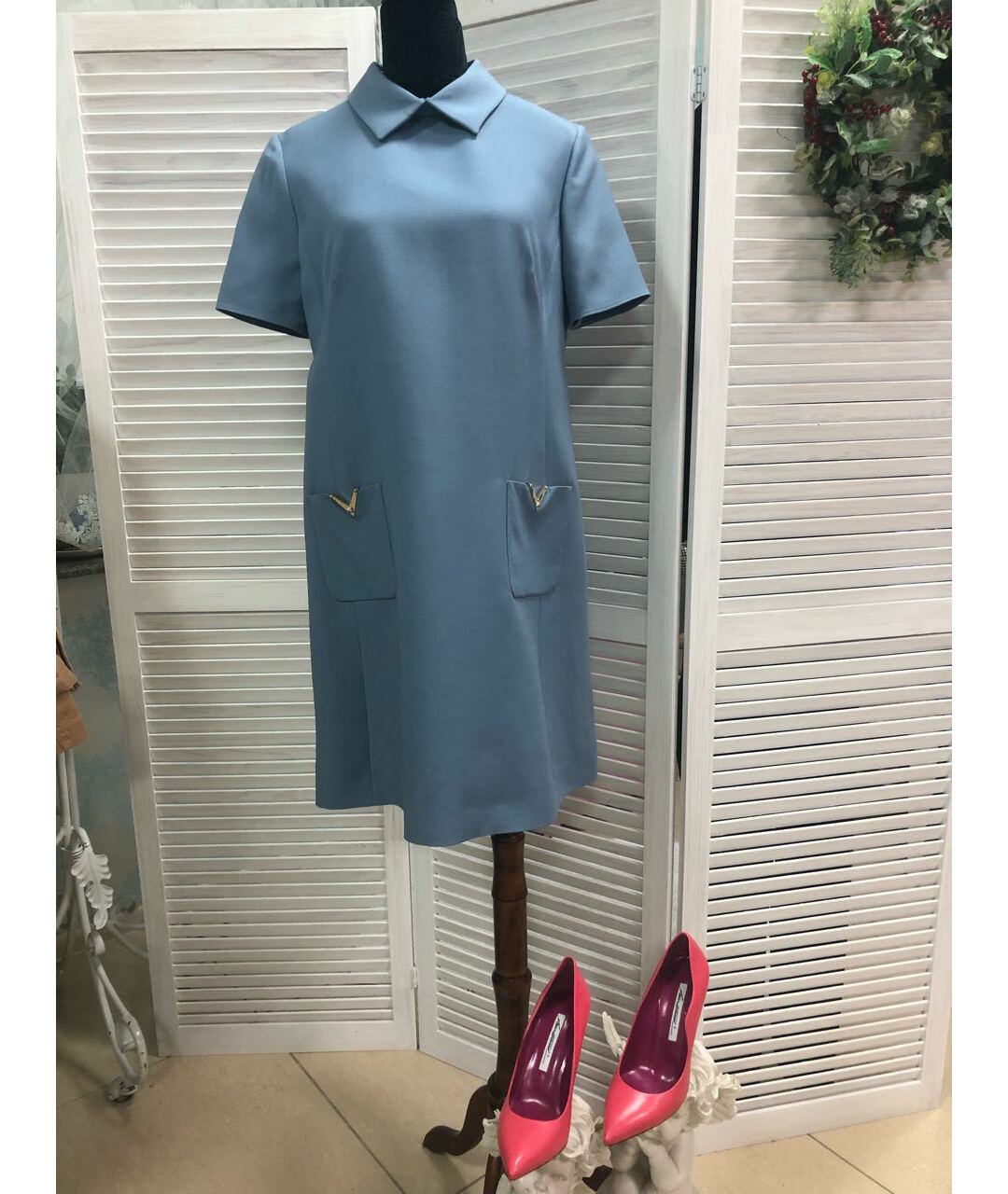 VALENTINO Голубое повседневное платье, фото 3