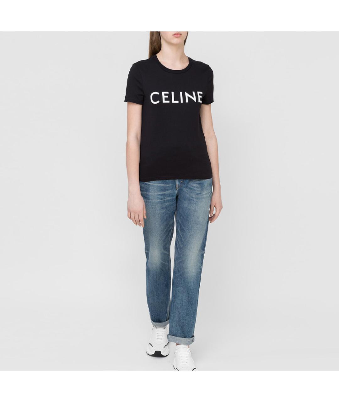 CELINE Черная хлопковая футболка, фото 2