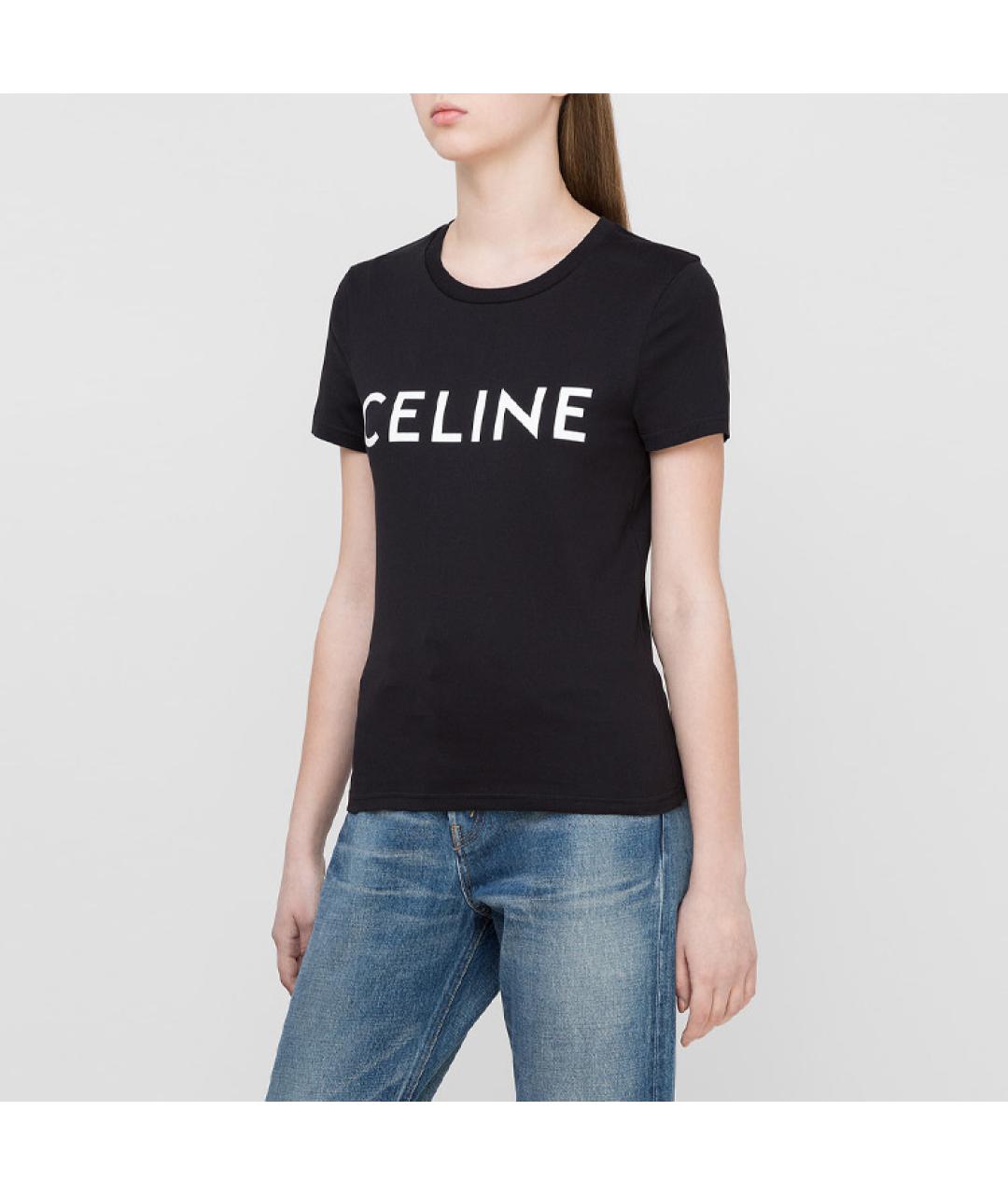 CELINE Черная хлопковая футболка, фото 3