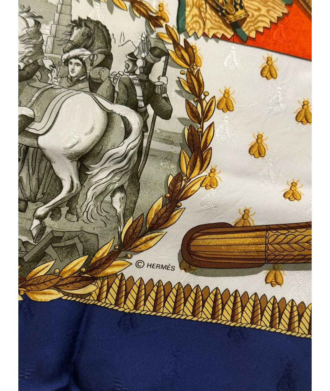 HERMES Синий шелковый платок, фото 6