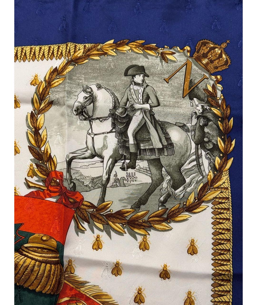 HERMES Синий шелковый платок, фото 5