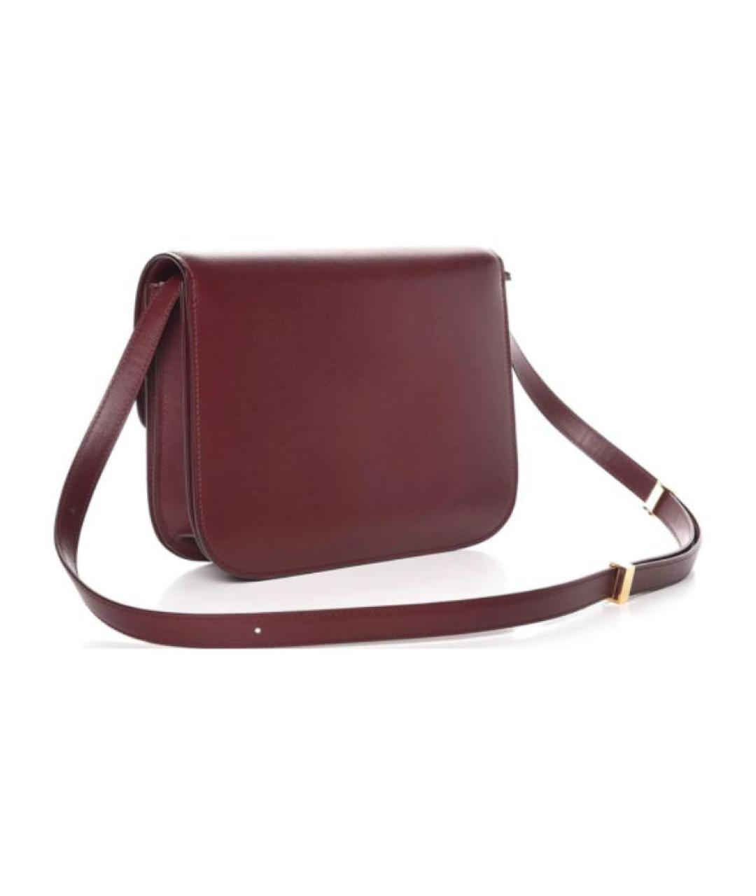 CELINE Бордовая кожаная сумка через плечо, фото 3