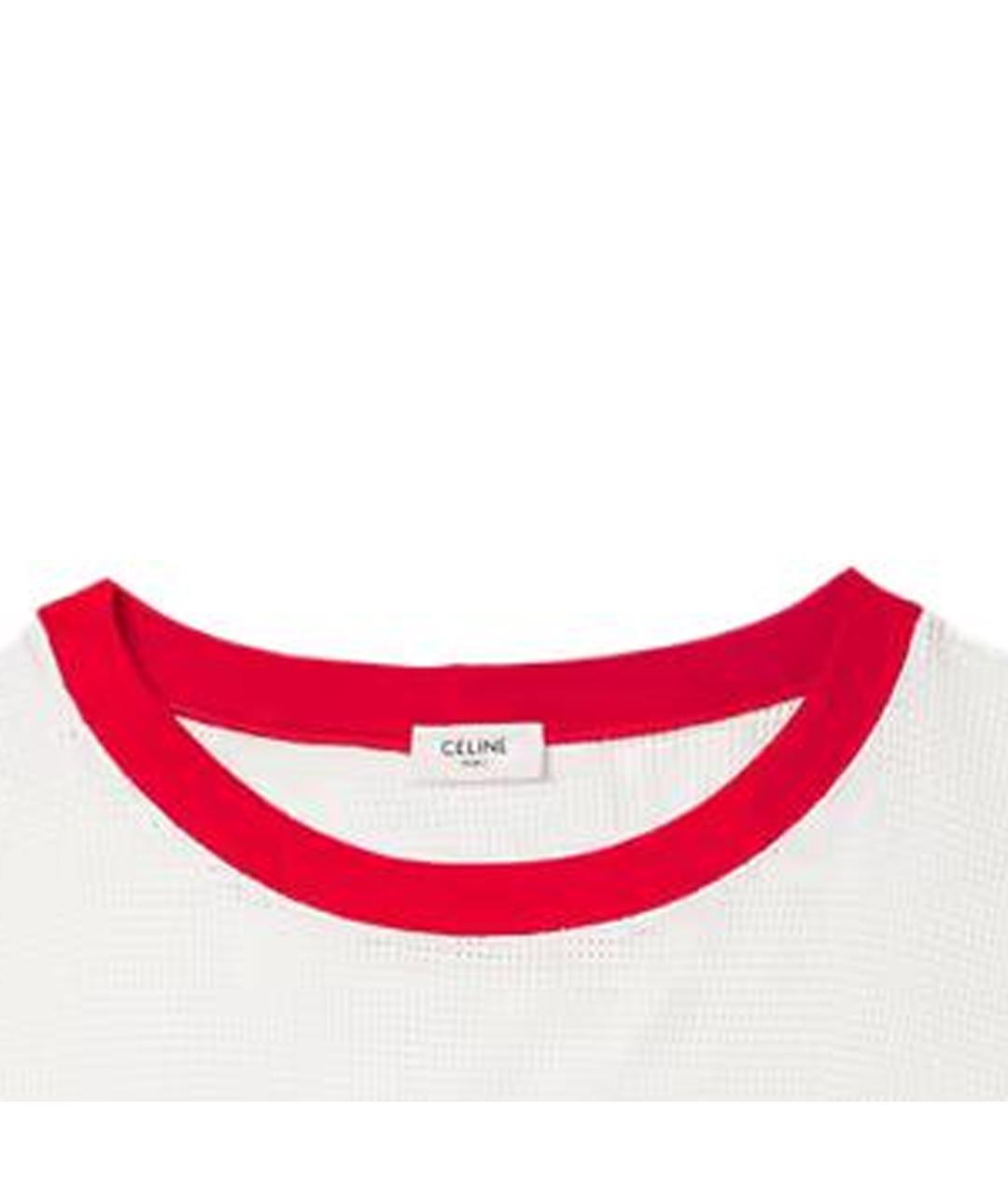CELINE Белая хлопковая футболка, фото 5