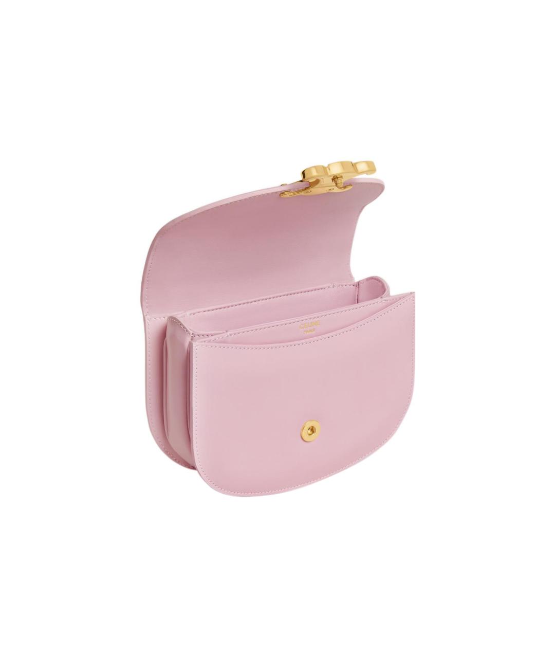 CELINE Розовая кожаная сумка через плечо, фото 4