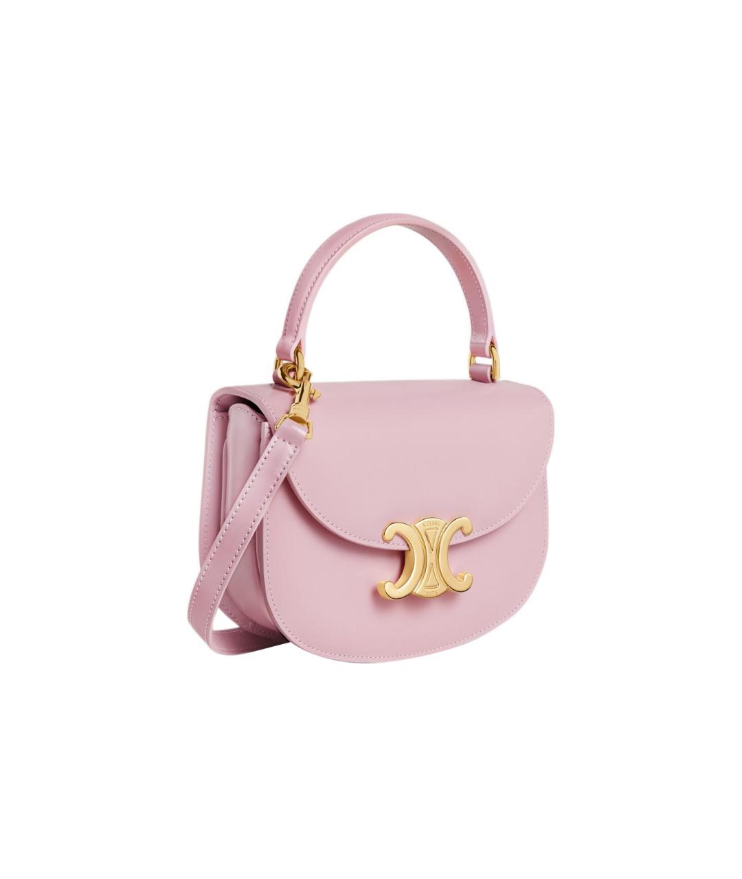 CELINE Розовая кожаная сумка через плечо, фото 2