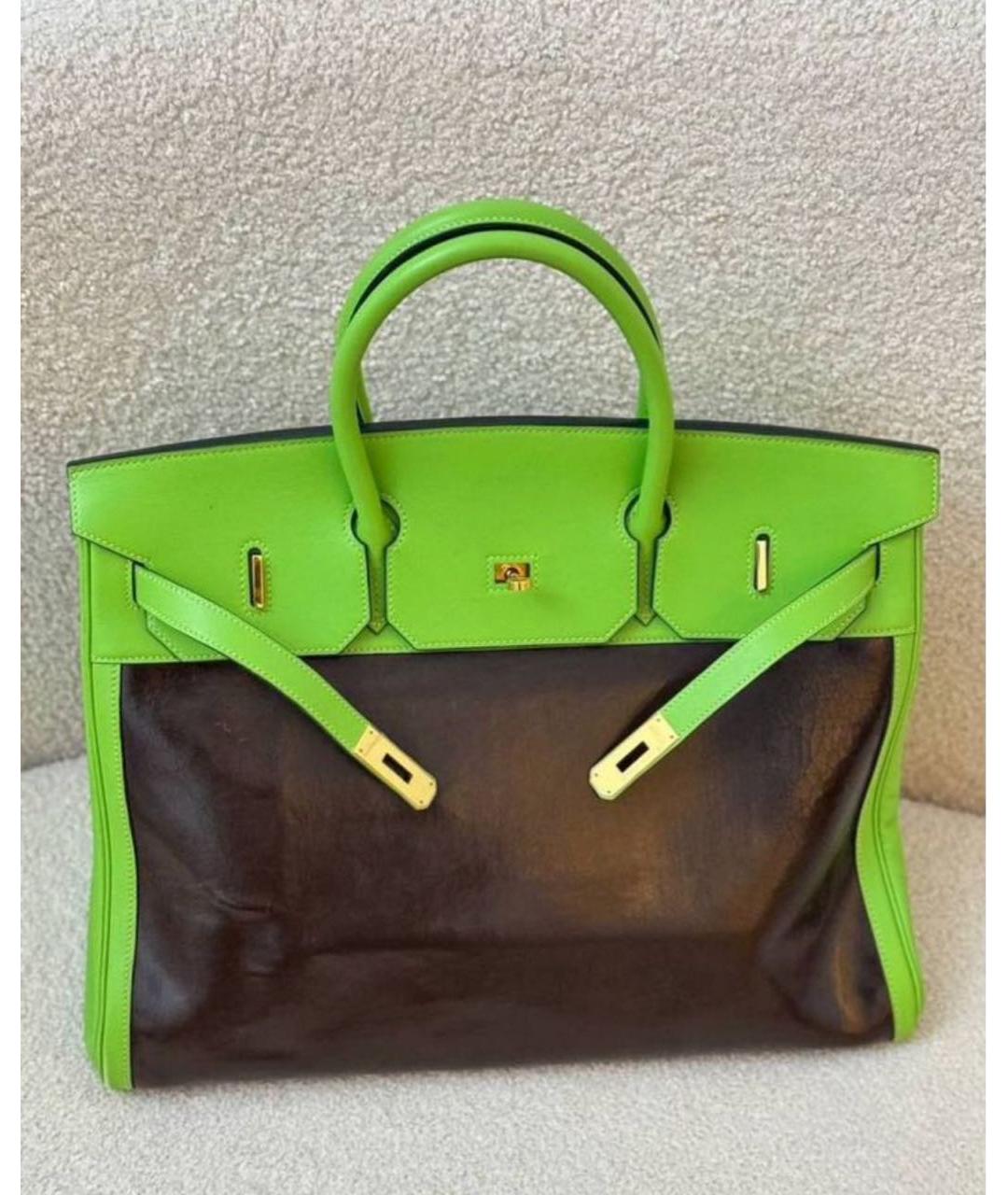 HERMES Зеленая кожаная сумка с короткими ручками, фото 2
