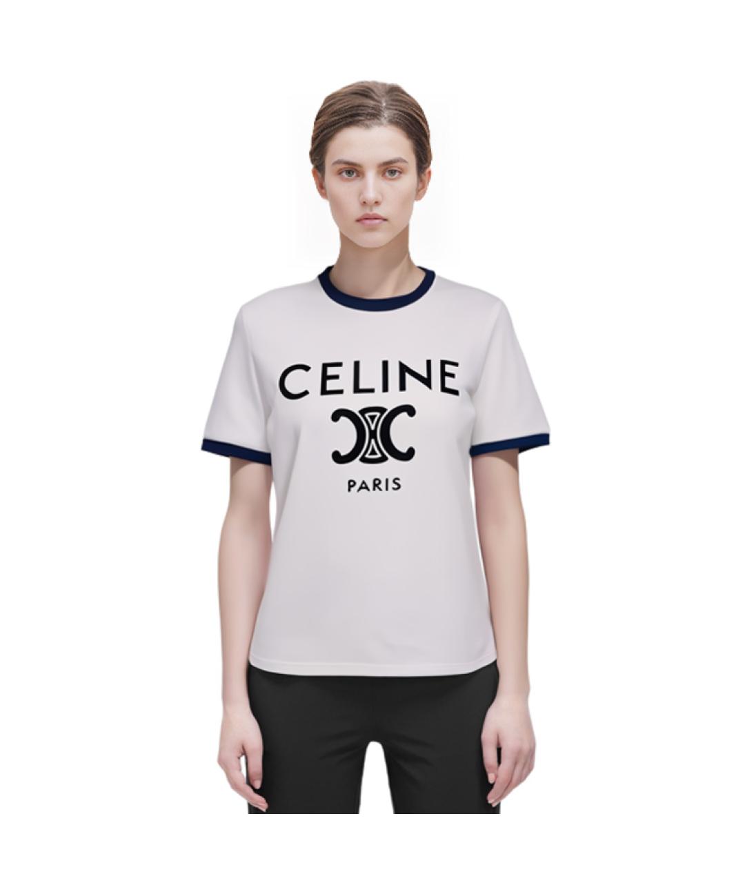 CELINE Белая хлопковая футболка, фото 5