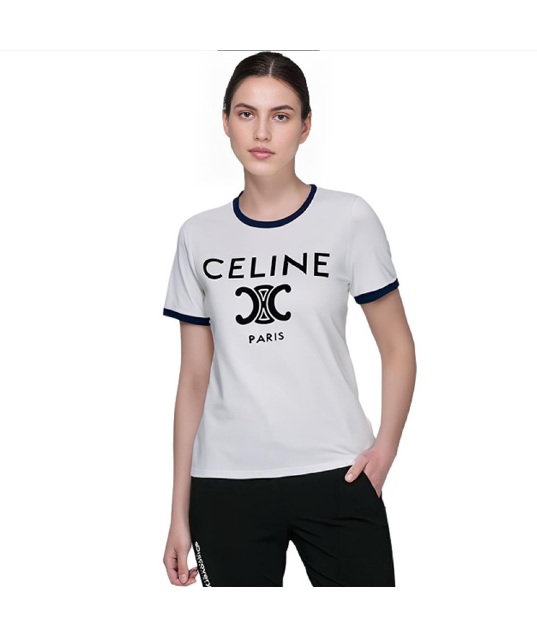 CELINE Белая хлопковая футболка, фото 6