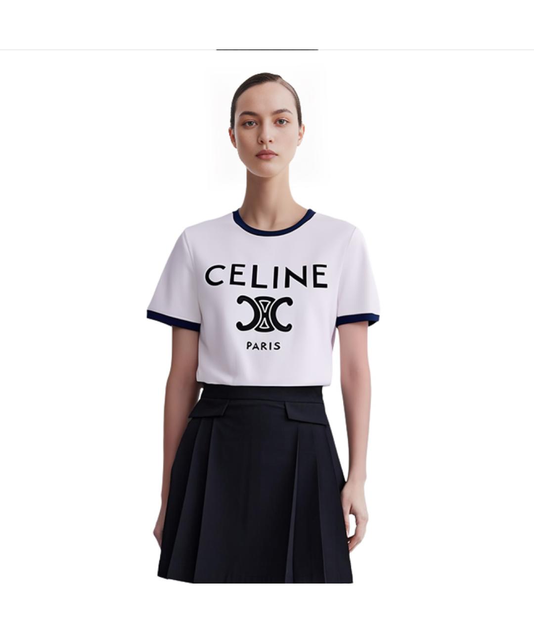 CELINE Белая хлопковая футболка, фото 4