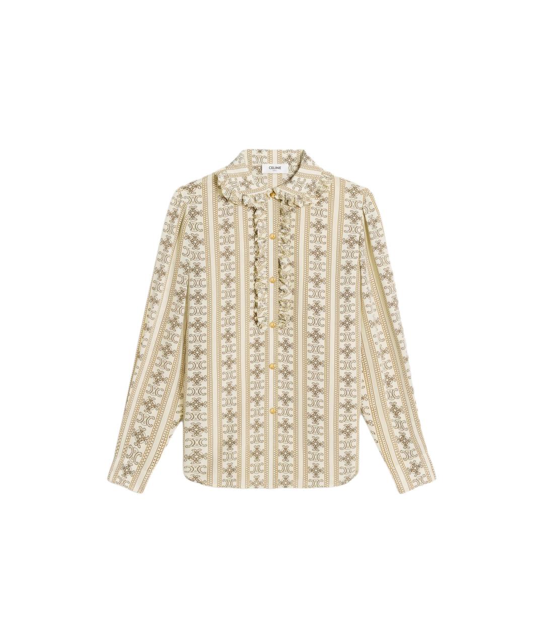 CELINE Хаки шелковая рубашка, фото 1
