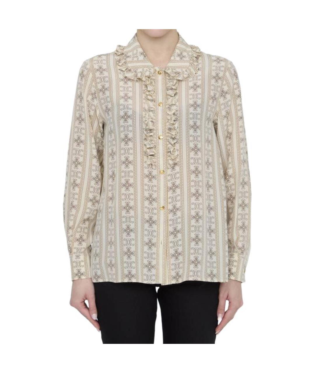 CELINE Хаки шелковая рубашка, фото 3