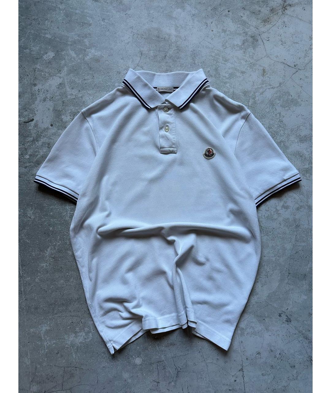 MONCLER Белое хлопковое поло с коротким рукавом, фото 2
