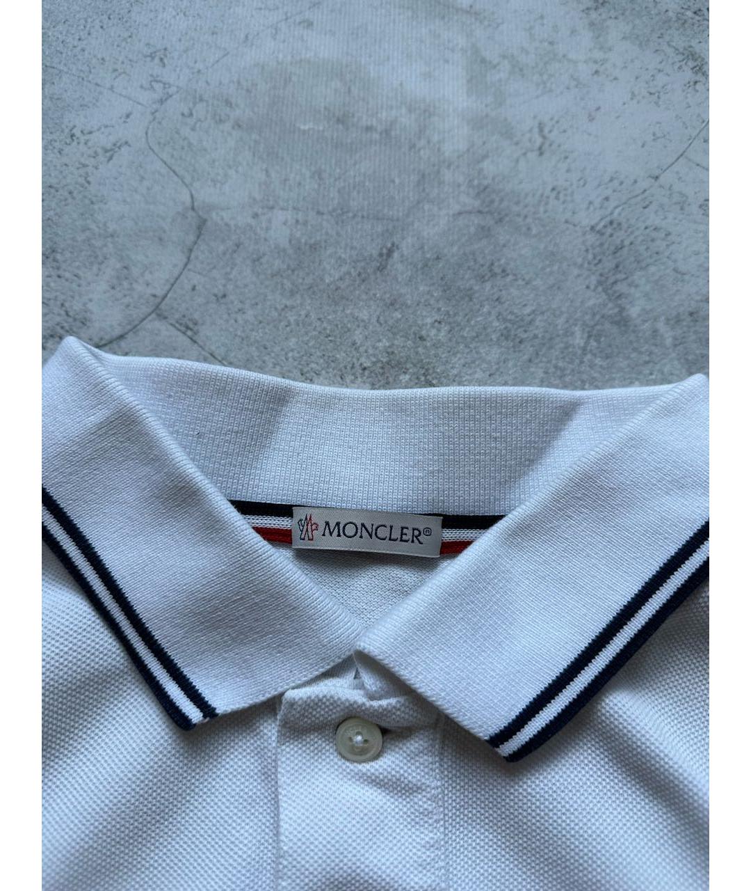 MONCLER Белое хлопковое поло с коротким рукавом, фото 4
