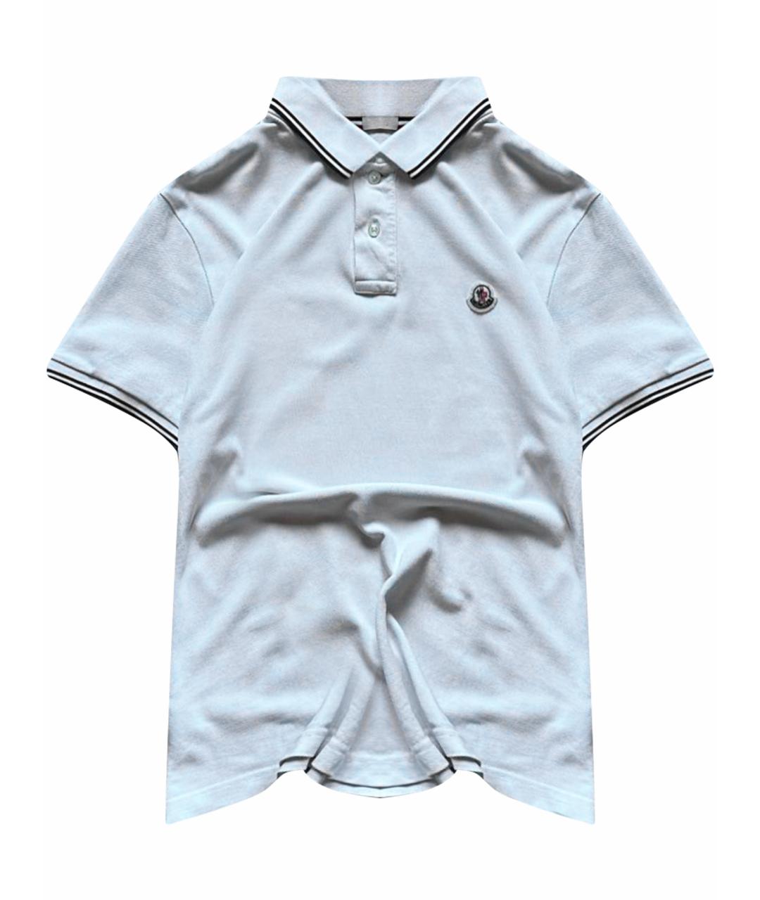 MONCLER Белое хлопковое поло с коротким рукавом, фото 1