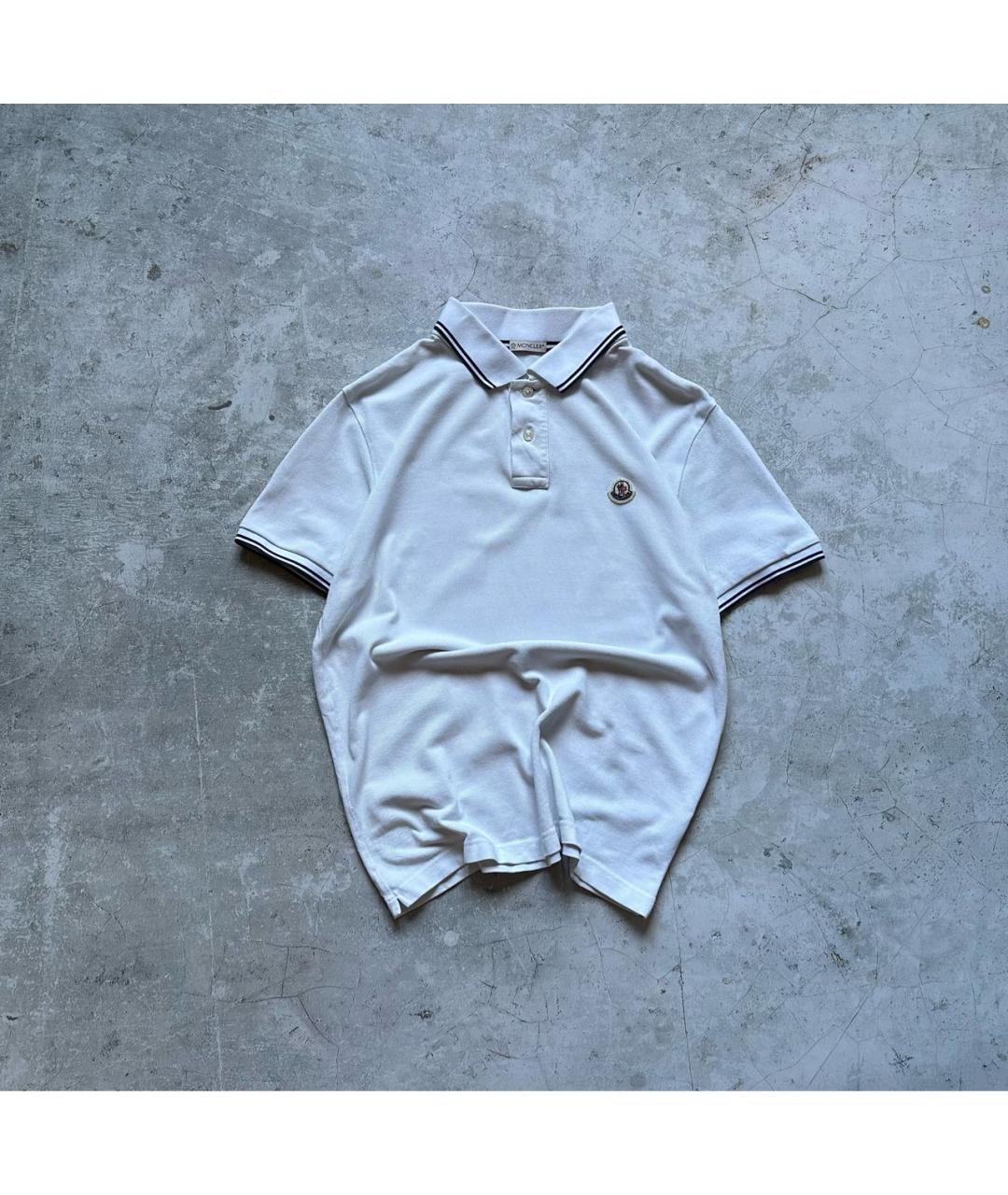 MONCLER Белое хлопковое поло с коротким рукавом, фото 5