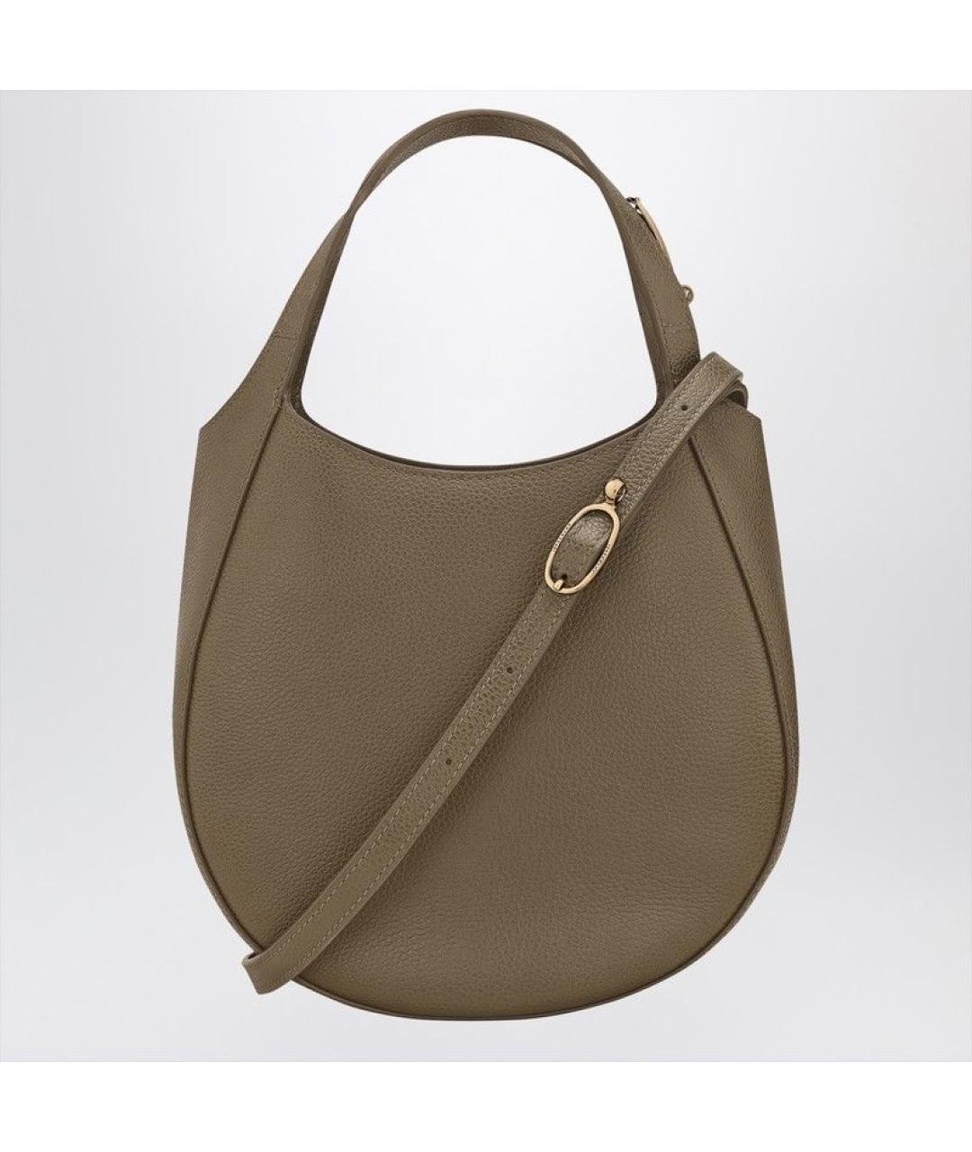 LONGCHAMP Коричневая кожаная сумка с короткими ручками, фото 2