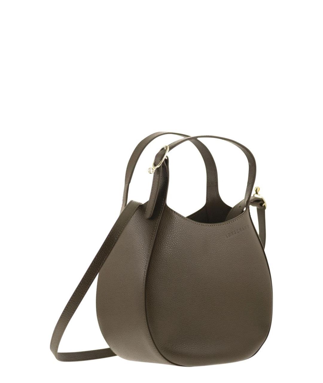 LONGCHAMP Коричневая кожаная сумка с короткими ручками, фото 4