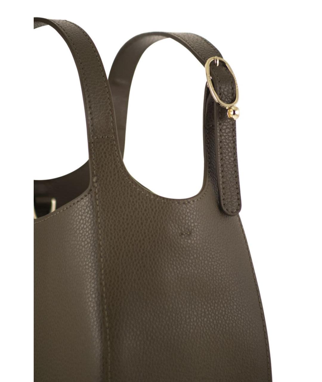 LONGCHAMP Коричневая кожаная сумка с короткими ручками, фото 5