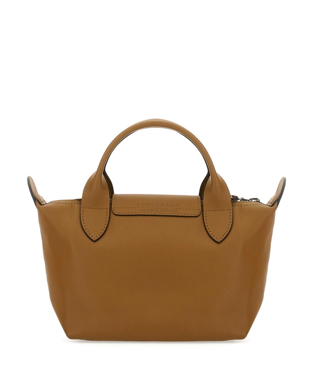 LONGCHAMP Бежевая кожаная сумка с короткими ручками, фото 2