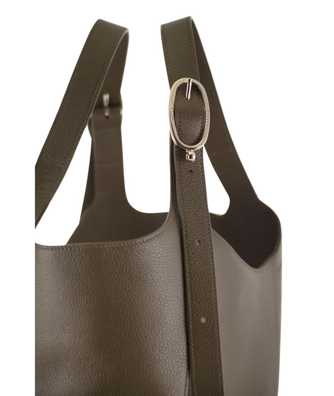 LONGCHAMP Коричневая кожаная сумка тоут, фото 4