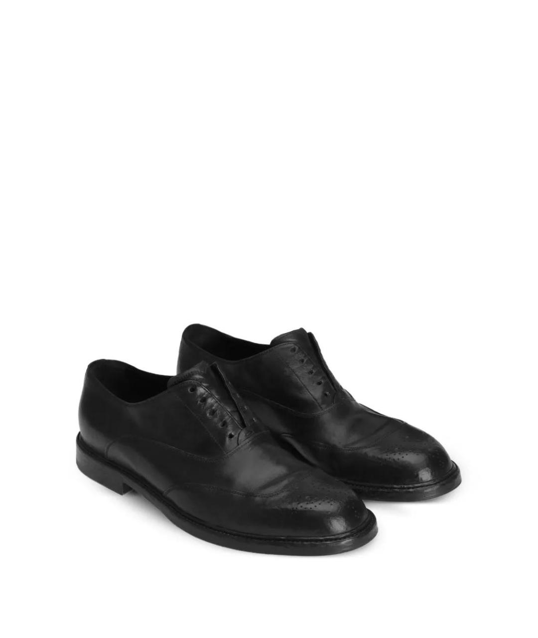 DOLCE&GABBANA Черные кожаные туфли, фото 2