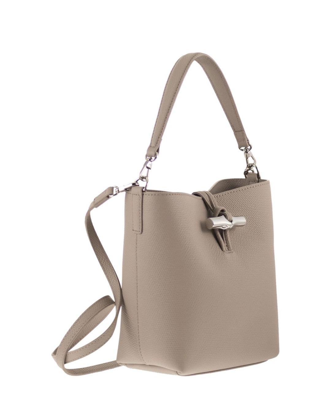 LONGCHAMP Бежевая кожаная сумка через плечо, фото 4