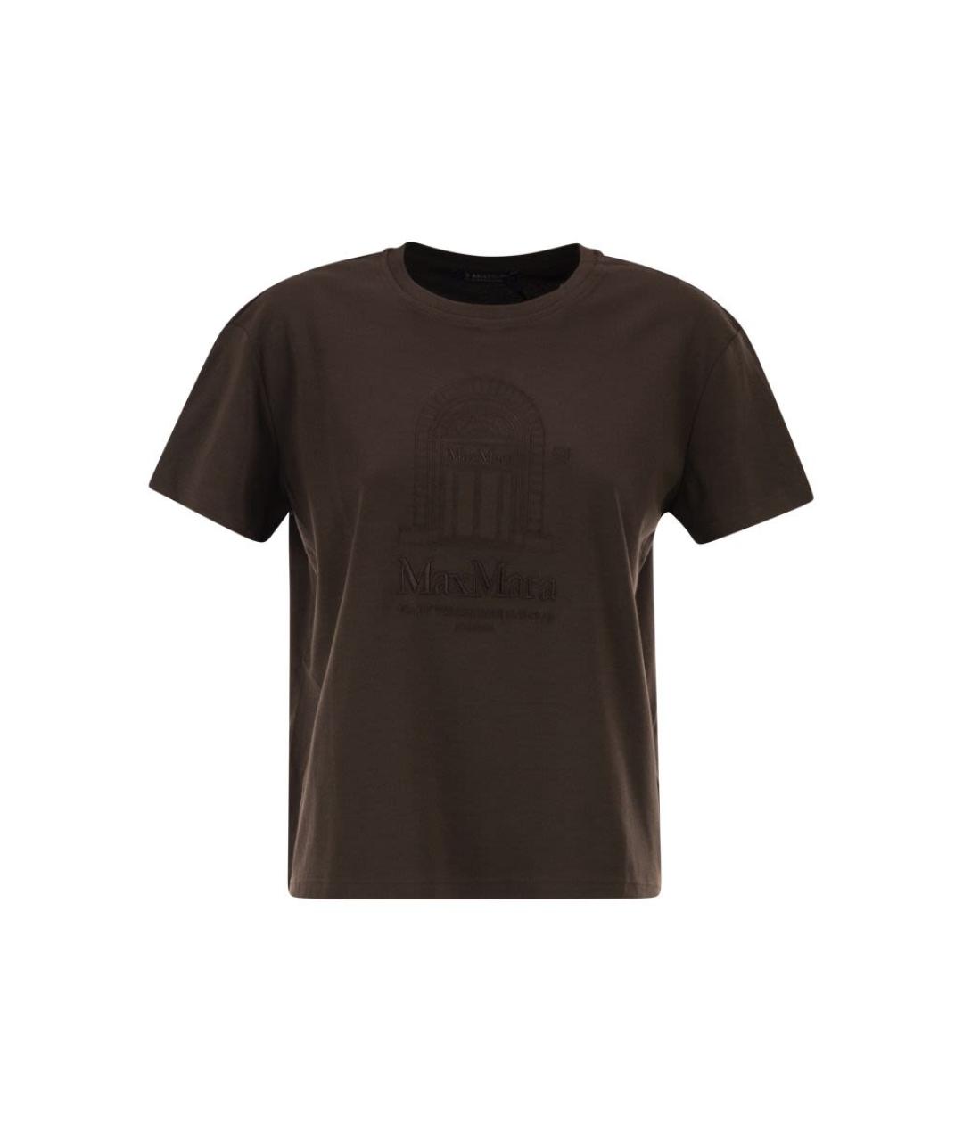 'S MAX MARA Коричневая хлопковая футболка, фото 1
