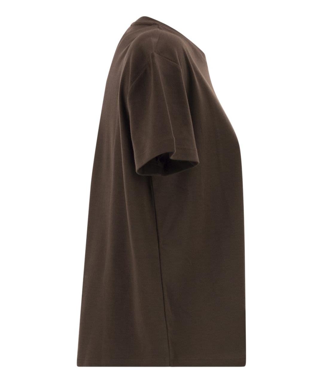 'S MAX MARA Коричневая хлопковая футболка, фото 3