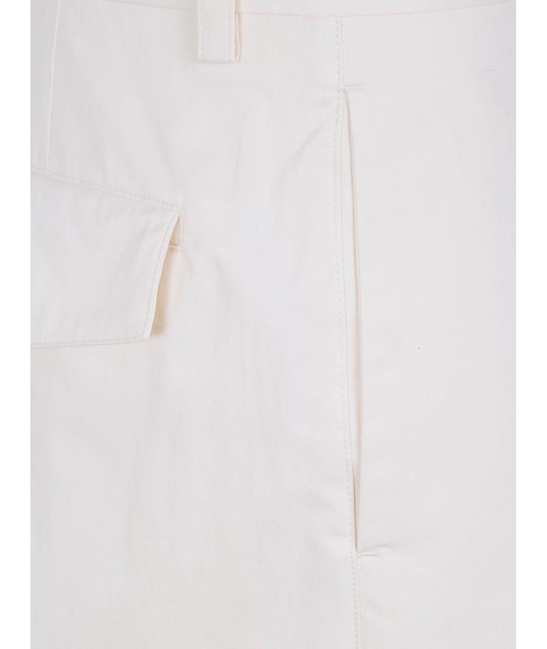 JIL SANDER Белые хлопковые повседневные брюки, фото 3