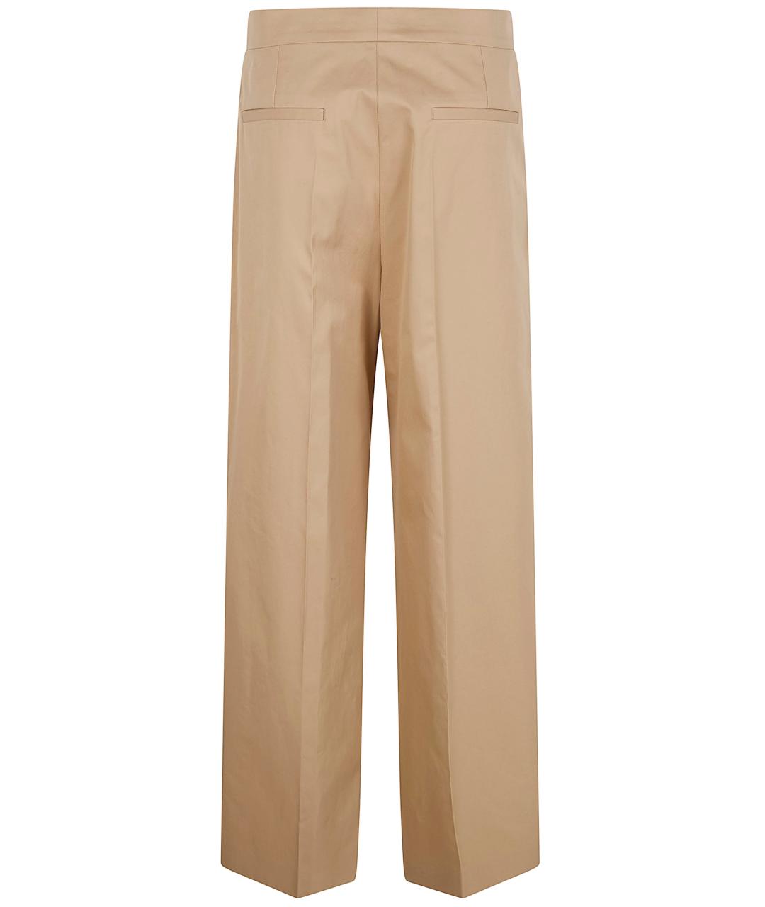 JIL SANDER Бежевые хлопковые прямые брюки, фото 2