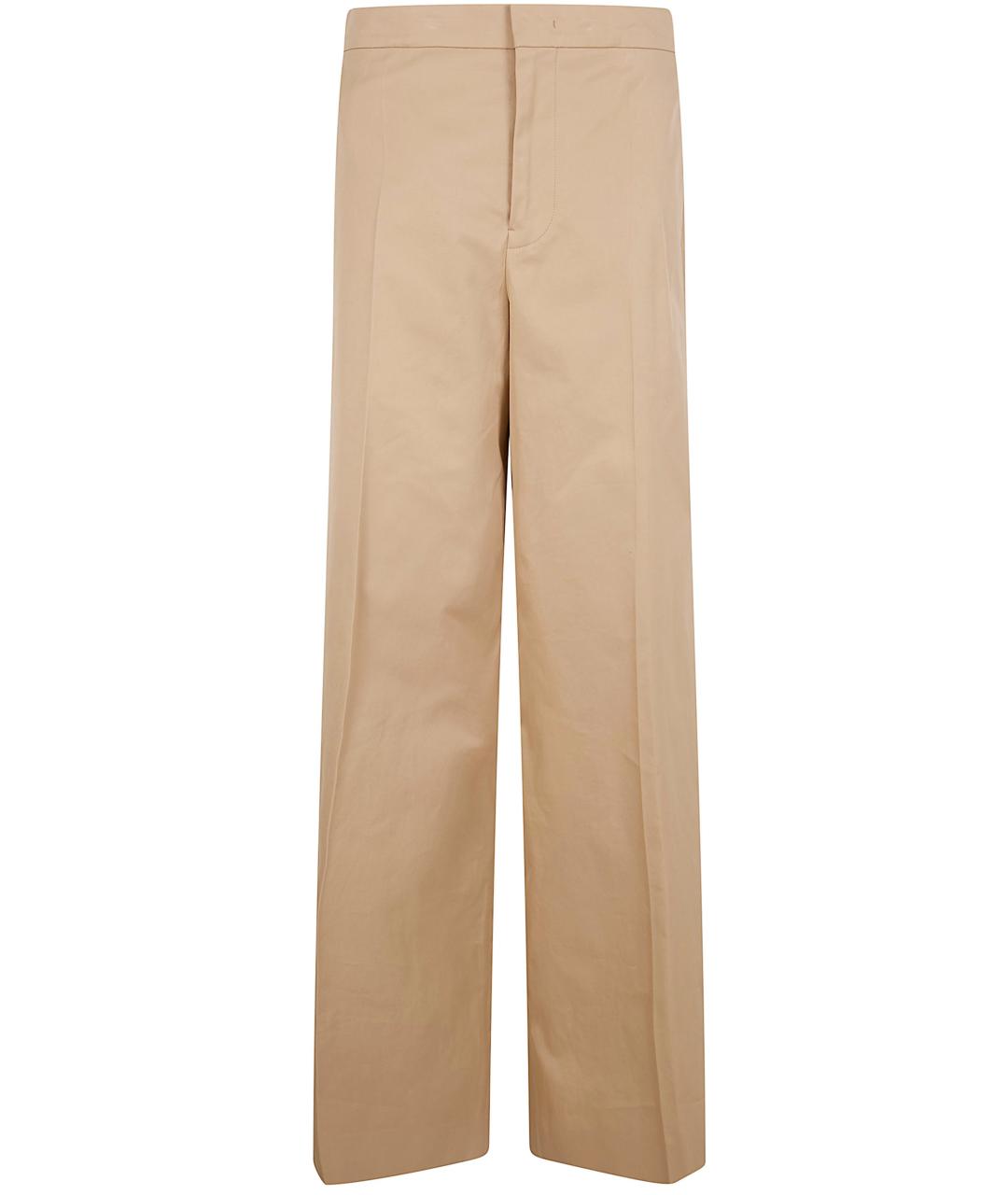 JIL SANDER Бежевые хлопковые прямые брюки, фото 1