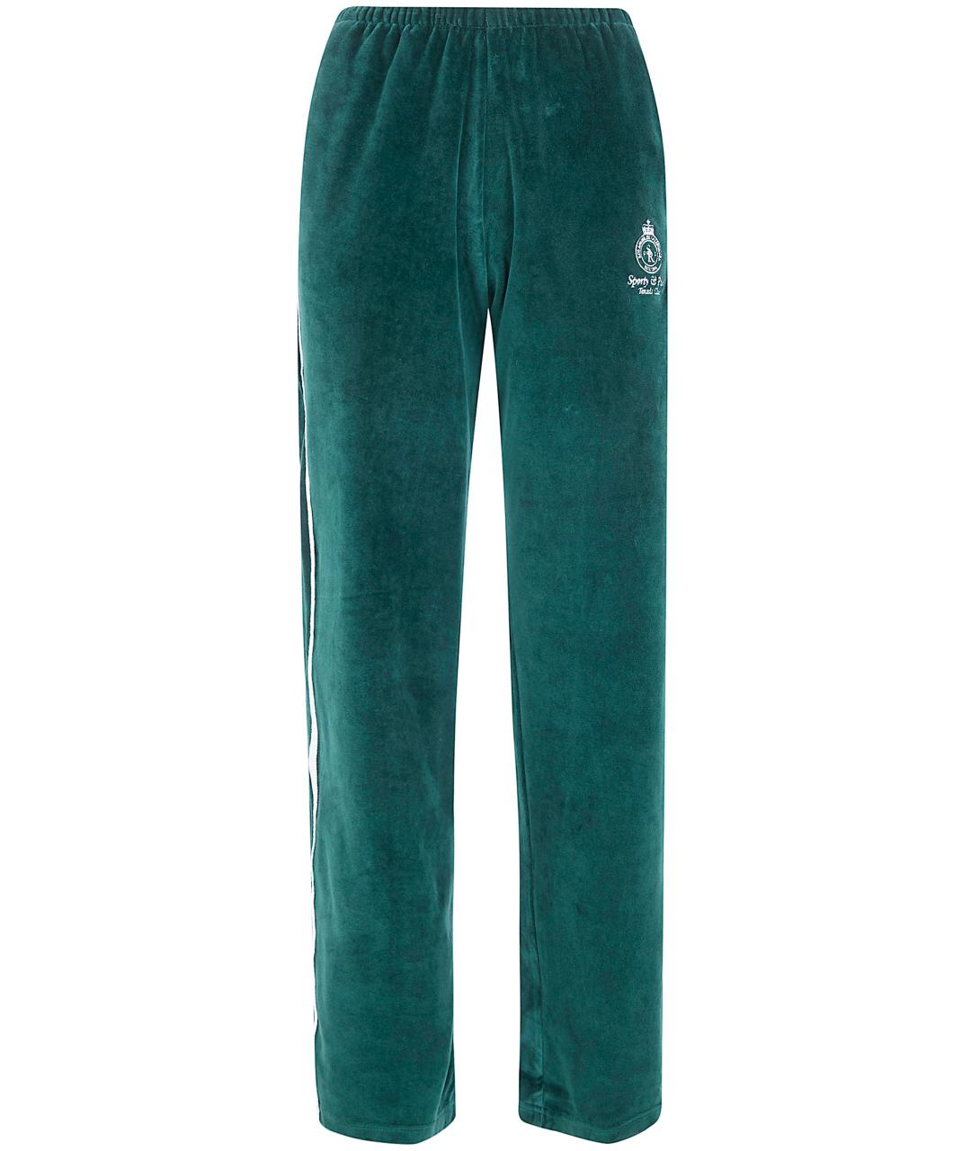 SPORTY AND RICH Зеленые хлопковые прямые брюки, фото 1