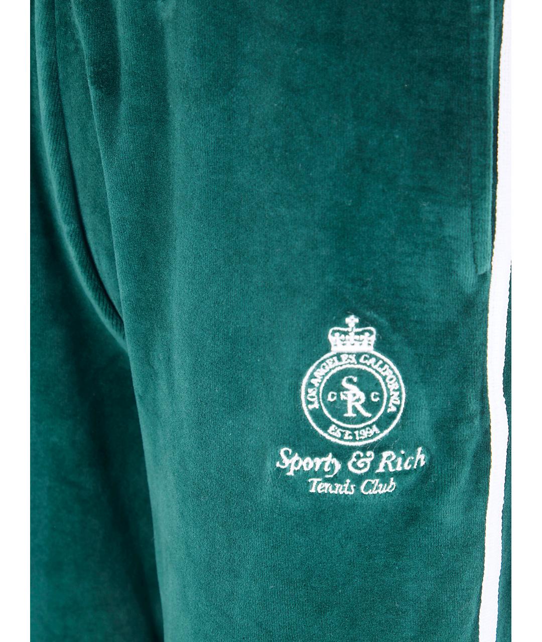 SPORTY AND RICH Зеленые хлопковые прямые брюки, фото 3