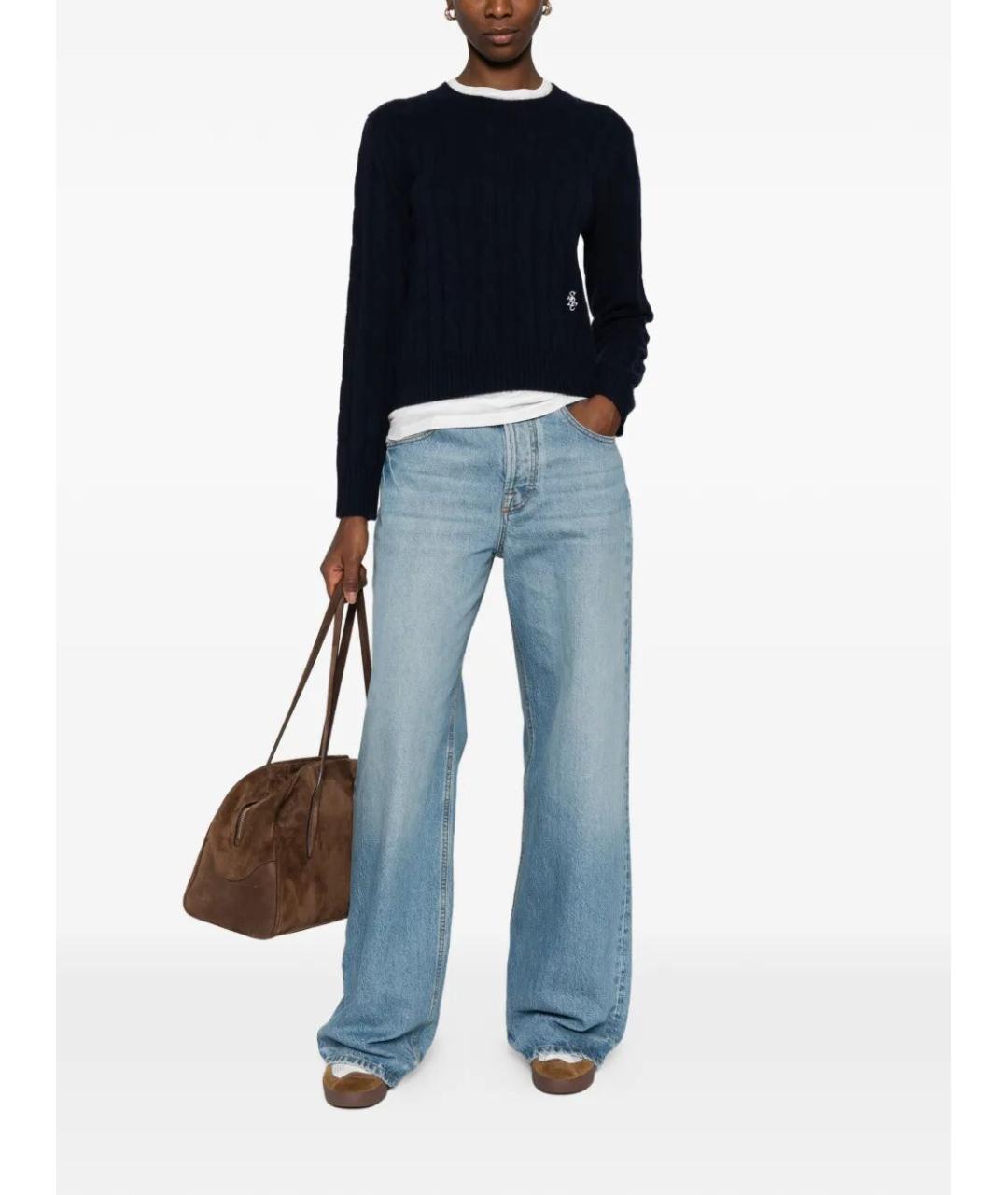 SPORTY AND RICH Синий кашемировый джемпер / свитер, фото 3