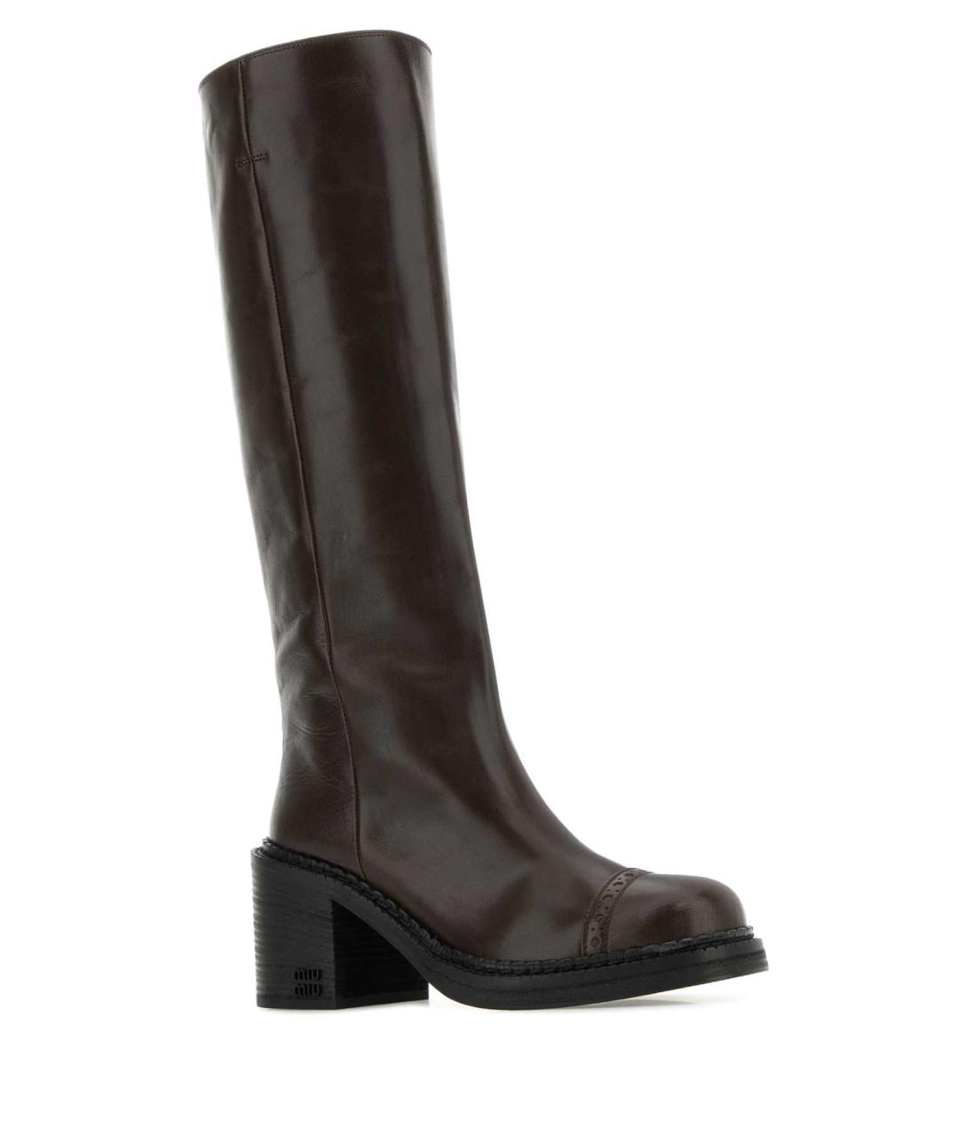 MIU MIU Коричневые кожаные сапоги, фото 4