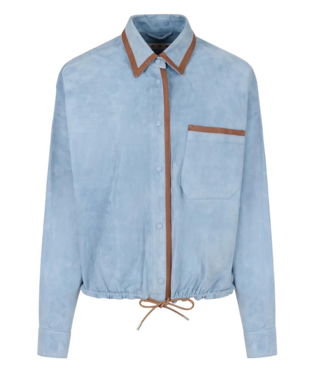MARNI Голубая кожаная куртка, фото 1
