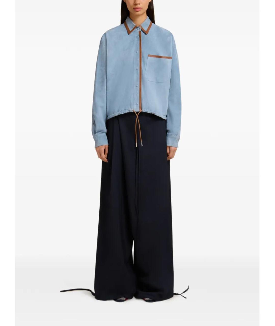 MARNI Голубая кожаная куртка, фото 4