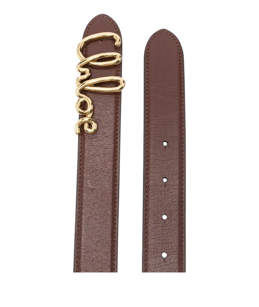 CHLOE Коричневый кожаный ремень, фото 3