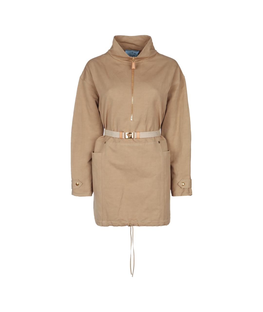 PRADA Бежевое хлопковое повседневное платье, фото 2