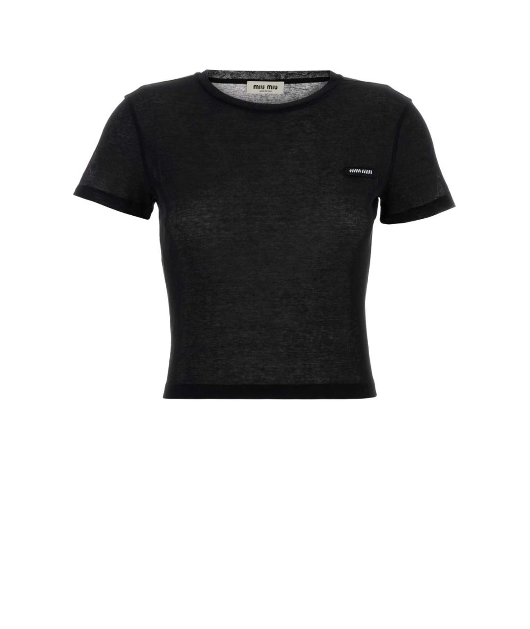 MIU MIU Черная хлопковая футболка, фото 1