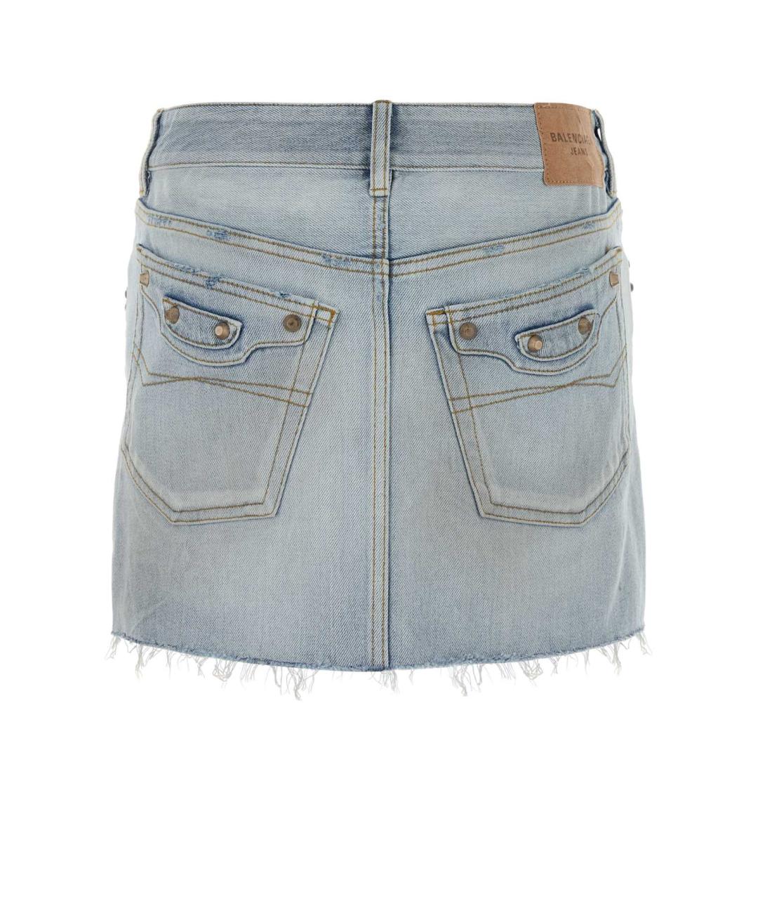 BALENCIAGA Голубая хлопковая юбка мини, фото 3