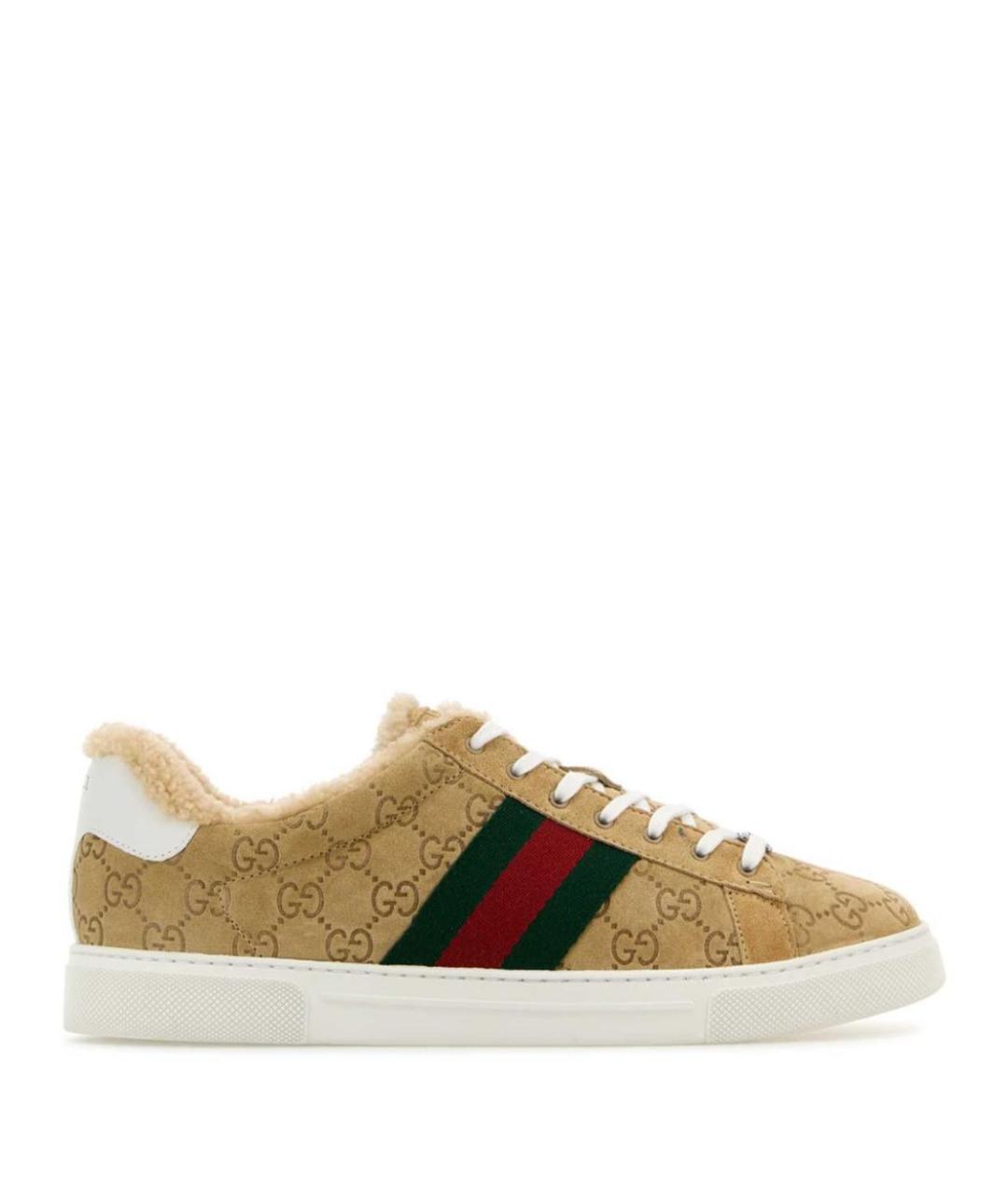 GUCCI Бежевые замшевые кеды, фото 2