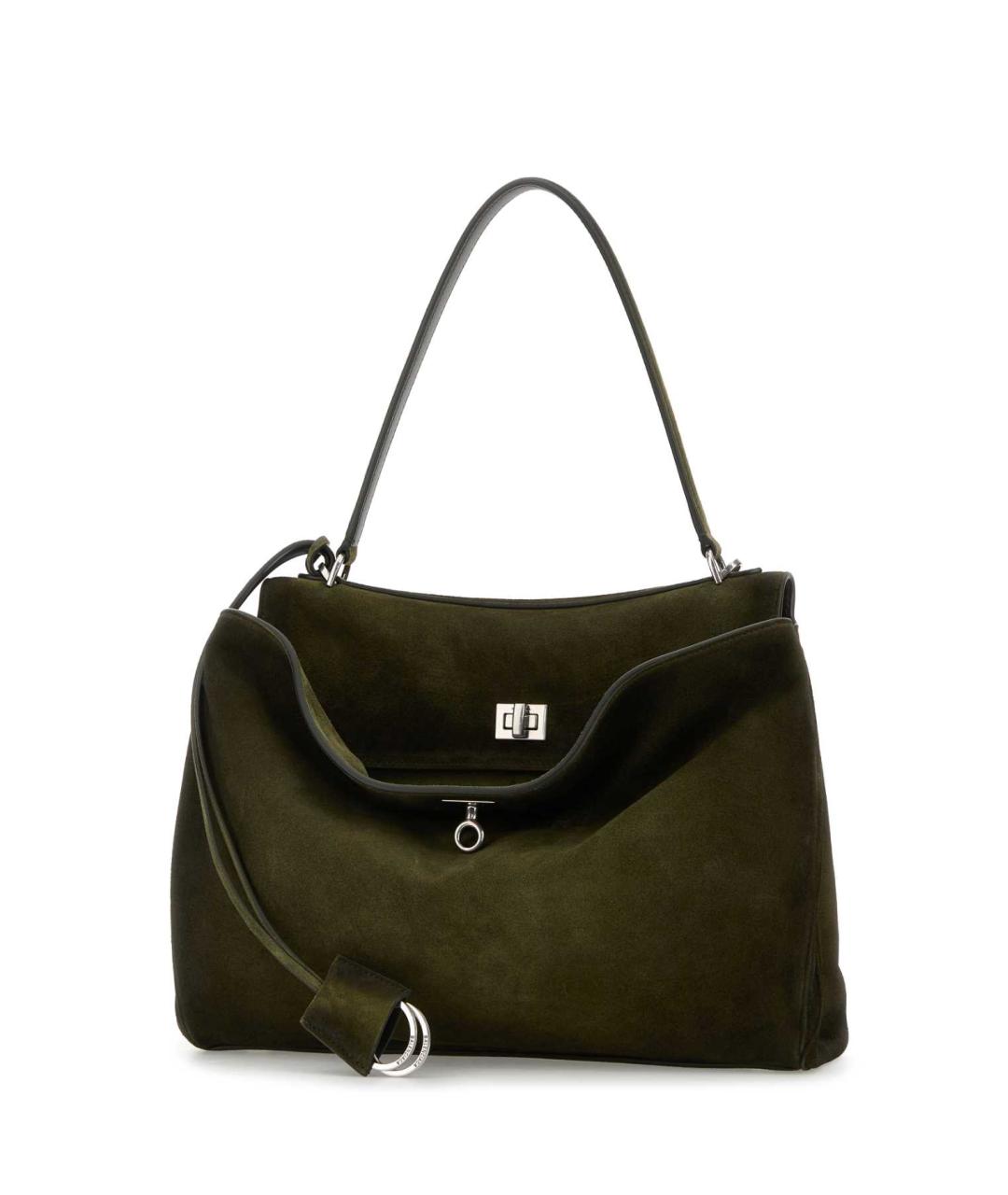 BALENCIAGA Зеленая замшевая сумка тоут, фото 2