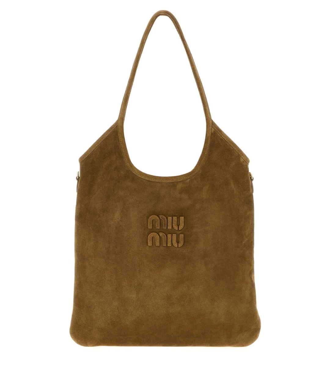 MIU MIU Коричневая замшевая сумка тоут, фото 1