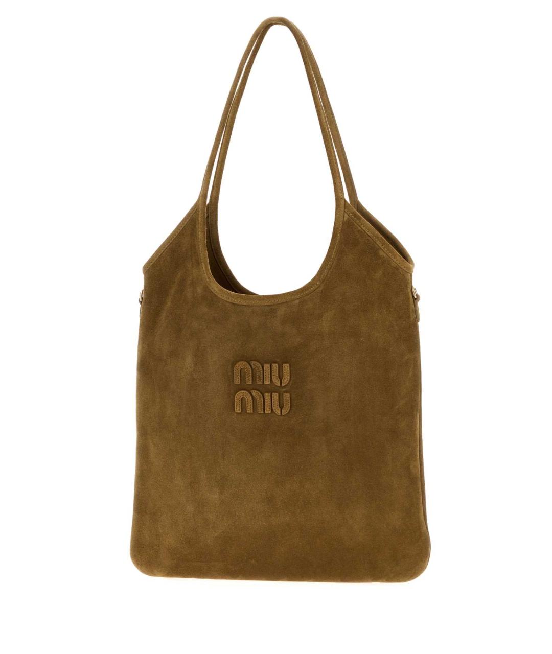 MIU MIU Коричневая замшевая сумка тоут, фото 2