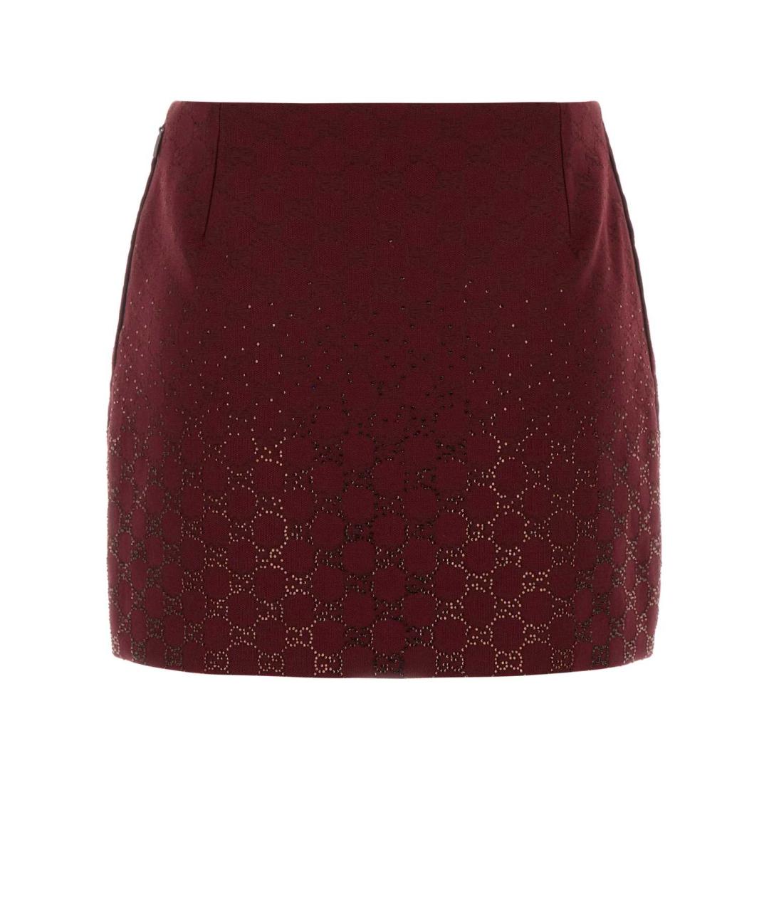 GUCCI Бордовая полиэстеровая юбка мини, фото 4
